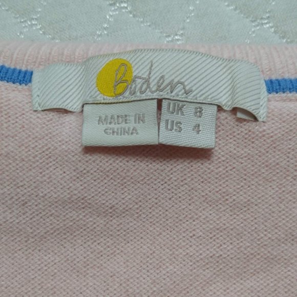 Boden Top Frill Henley Milkshake US 4 Pink Soft Cotton Wool Knit Ruffle Buttons - Picture 7 of 12